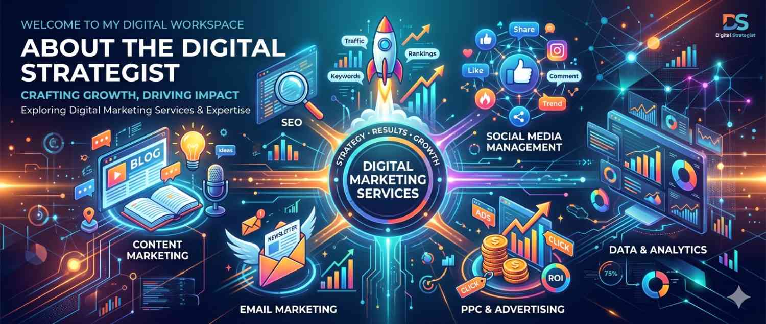 About all the digital marketing services I provide and complete details about me.