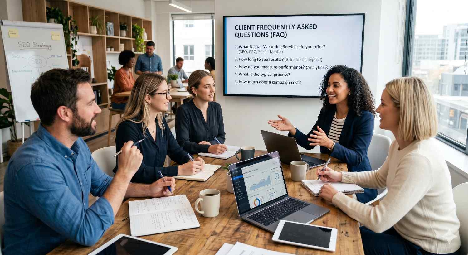 Discussing the services we provide for the clients